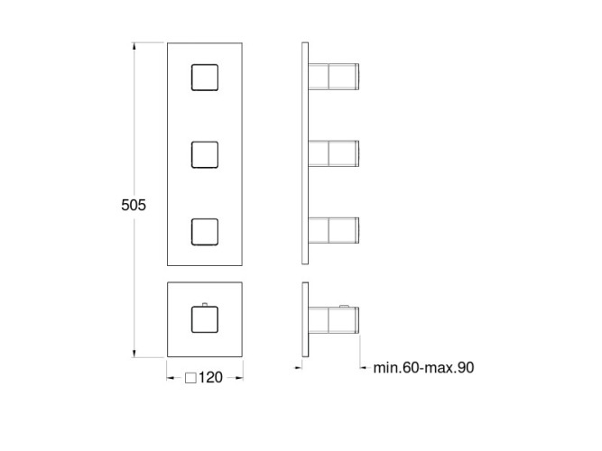 Наружный комплект для термостатического смесителя CRISTINA Thermostatic external parts XQ78313