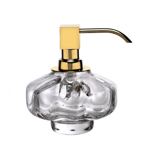 Surya Crystal, дозатор низкий 11,5х11,5хh7,7 см с помпой V6, эффект битого стекла, цвет золото