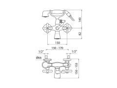 Смеситель для ваннны с душевым гарнитуром MAMOLI EPOCA 1029F311E023