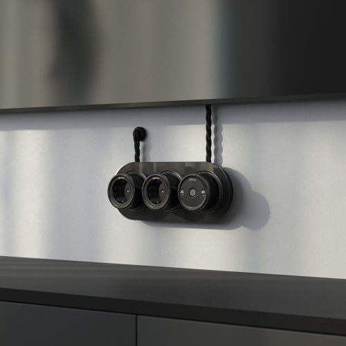 Втулка для вывода кабеля из стены 2 шт.(черный) Ретро W6421108