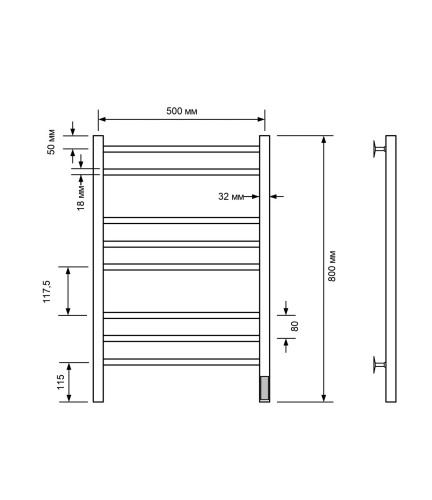 Полотенцесушитель электрический с/т Comfysan Noumi EC-8 80/50, белый