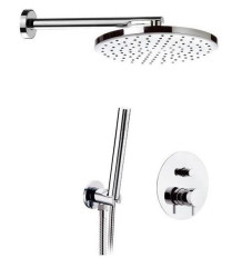 Daniel Tokyo, душевой комплект на 2 потребителя, с кронштейном 30 см и круглым верхним душем 20 см, цвет черный матовый