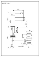 Emmevi Eden, однорычажный смеситель для раковины (излив 11,5 см), с донным клапаном, цвет хром