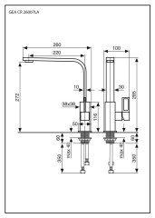 Emmevi Gea, однорычажный кухонный смеситель с поворотным изливом (излив 19,5 см), ручка со стержнем, без донного клапана, цвет хром