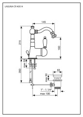 Emmevi Laguna, однорычажный смеситель для биде (излив 14,5 см), с донным клапаном, цвет золото