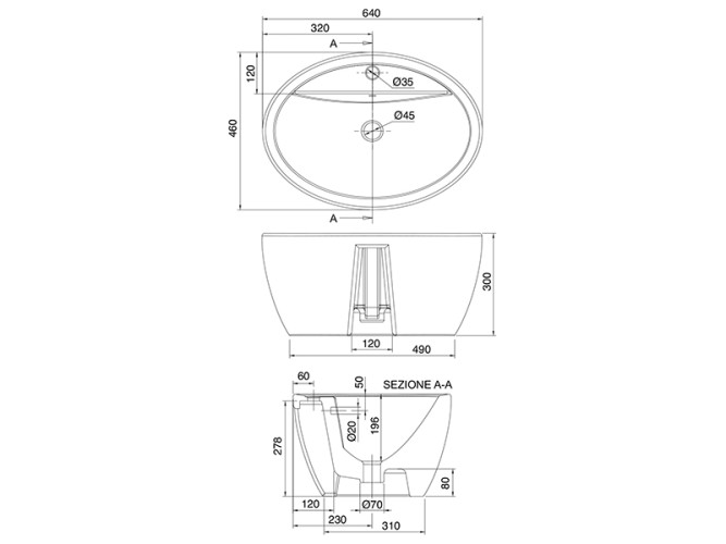 Раковина накладная Scarabeo MATTY 8056/R