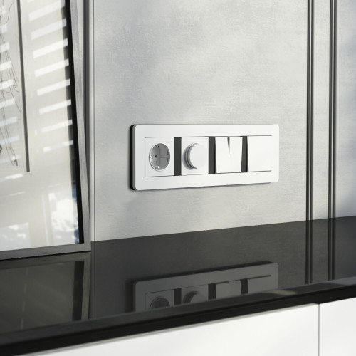 Рамка из поликарбоната на 4 поста Split белый/черный, soft-touch W0043068