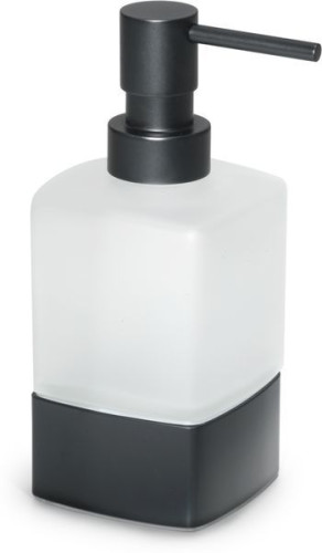 Gedy Lounge, настольный стеклянный дозатор с металлической помпой на металлическом основании, цвет черный матовый