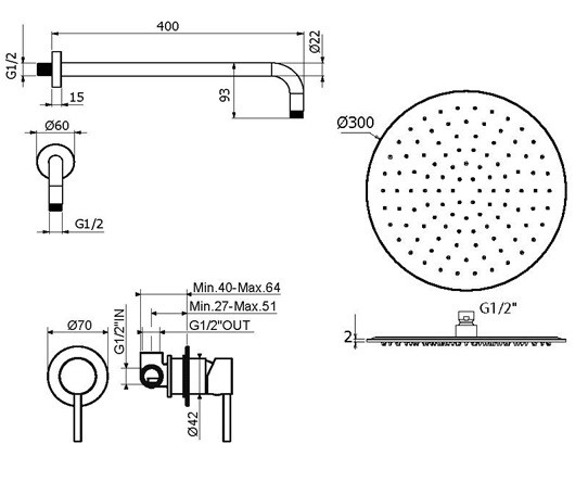 Комплект для душа Plumberia Selection IXO KITXO01CRKING
