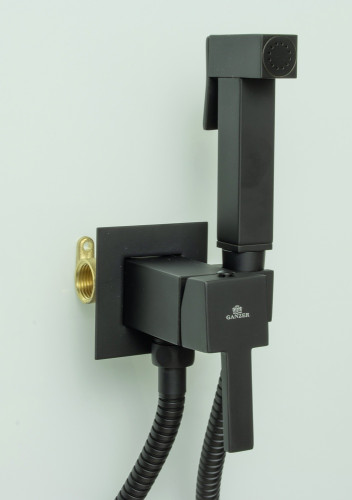 72101-C Set Смеситель встраива. для биде КВАДРАТ (ЧЕРНЫЙ) GANZER  (10/1шт)