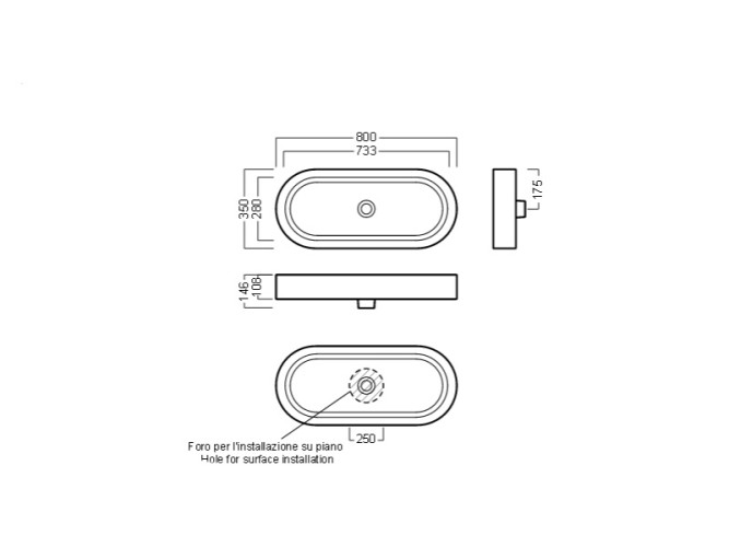Раковина накладная HATRIA AREA Y0UF01