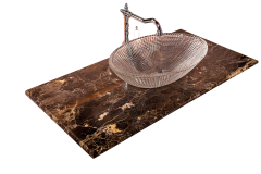 Столешница мрамор 101см Emperador Dark для раковин хрусталь, LV204