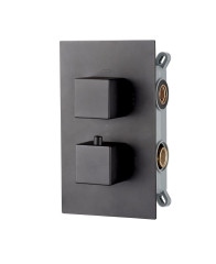 AQG QU Therm, встраиваемый смеситель для душа c термостатом на 2 выхода , цвет черный матовый