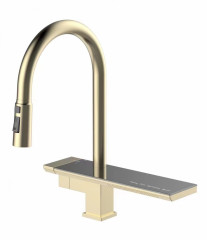 15014-S Смес. для кухни выс. с ВЫД. лейкой и ПОЛКОЙ (МАТ. ЗОЛОТО) ViEiR (5/1шт)