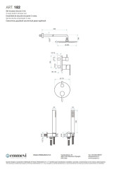 Emmevi Filobrass,  душевой комплект на 2 потребителя с круглым верхним душем Ø 250мм и кронштейном 350мм, цвет хром
