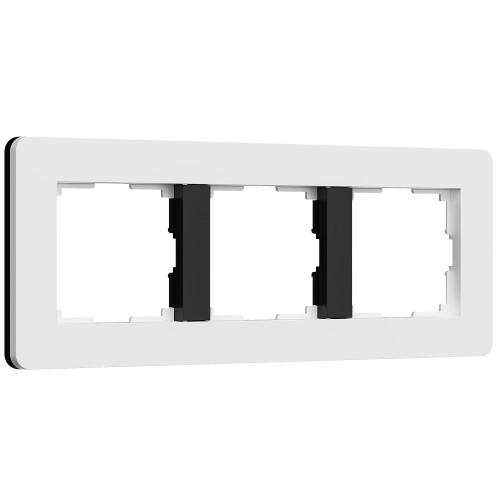 Рамка из поликарбоната на 3 поста Split белый/черный, soft-touch W0033068