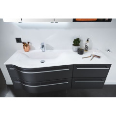 Puris Swing, раковина из минерального литья с тонким бортиком 140 см правая, цвет белый