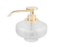 Surya Crystal, дозатор низкий 11,5х11,5хh7,7 см с помпой V6, эффект битого стекла, цвет хром