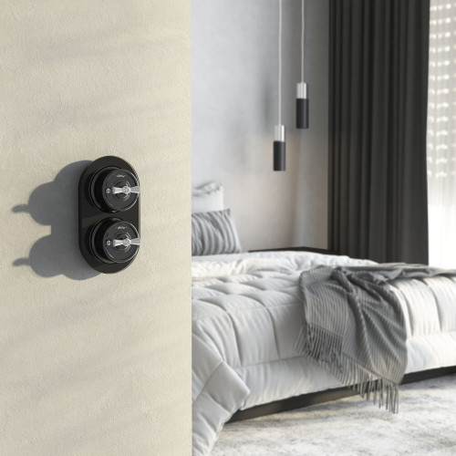 Переключатель/выключатель одноклавишный (черный) Ретро W5612008