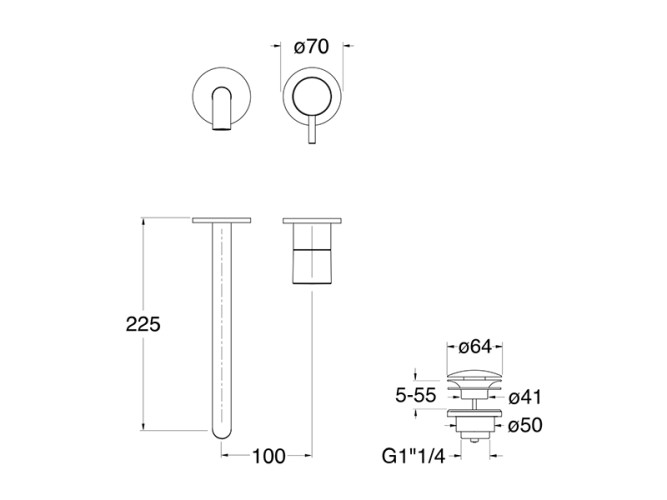 Наружные части смесителя для раковины CRISTINA TRICOLORE VERDE TV25934