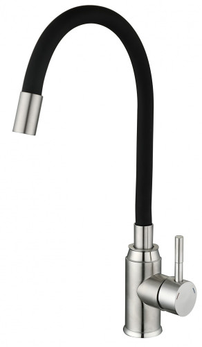 15043-C См-ль од. для кухни НЕРЖ с гиб. изливом (САТ.+ЧЕР.) ViEiR (10/1шт)