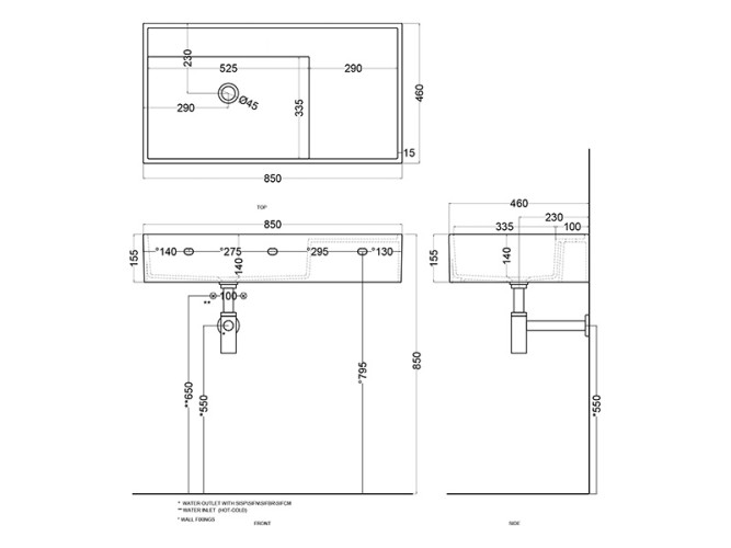 Раковина накладная / подвесная CIELO PLINIO PNLA85SF AM