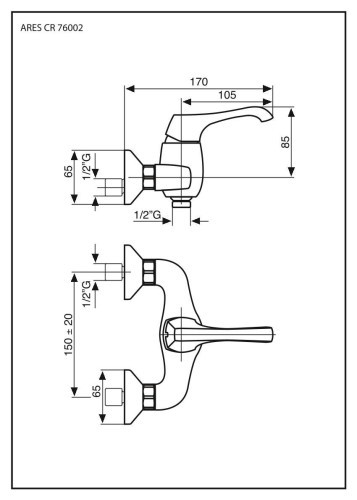 Emmevi Ares, однорычажный смеситель для душа, без набора для душа, цвет золото