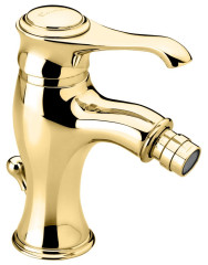 Emmevi Tiffany, однорычажный смеситель для биде с донным клапаном, цвет золото