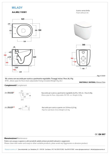 Olympia Milady, напольный безободковый унитаз 52x37xh42 см, цвет черный матовый