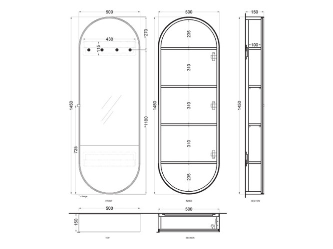 Зеркальный шкаф CIELO ARCADIA SPELSCLDX OC