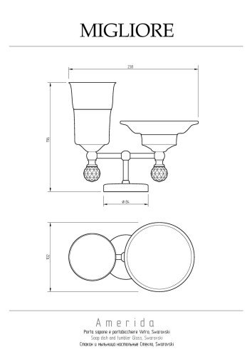 Стакан и мыльница настольные, хром/Swarovski Migliore Amerida