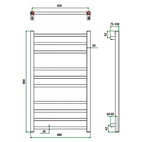 Полотенцесушитель ГРОТА ESTRO 48/90