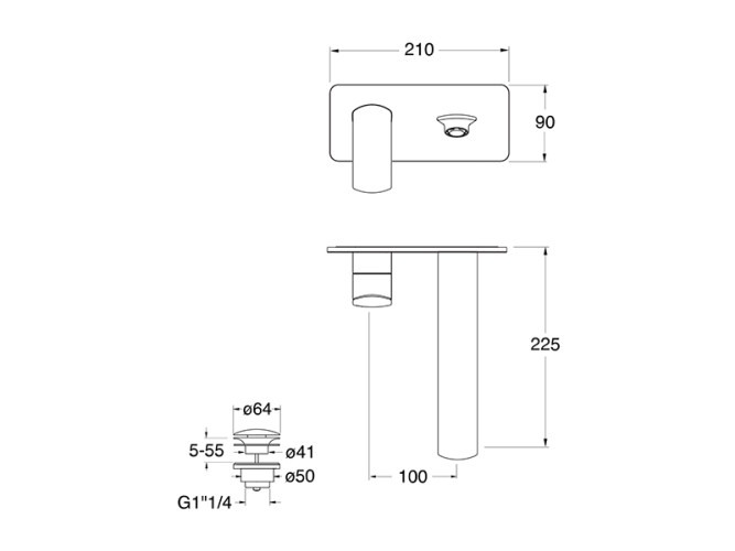 Смеситель для раковины настенный CRISTINA PROFILO PF24813