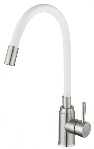 15043-F См-ль од. для кухни НЕРЖ с гиб. изливом (САТ.+БЕЛ.) ViEiR (10/1шт)