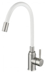 15043-F См-ль од. для кухни НЕРЖ с гиб. изливом (САТ.+БЕЛ.) ViEiR (10/1шт)