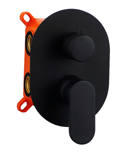 AQG Beta, встраиваемый смеситель для душа на 3 выхода, с дивертером, цвет черный матовый