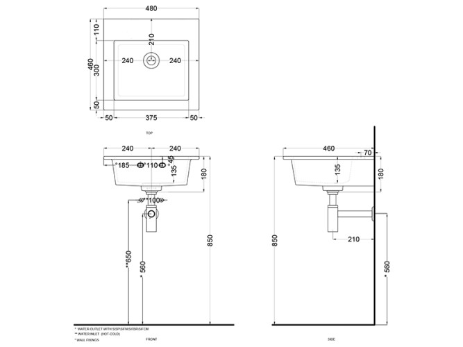 Раковина подвесная CIELO ERA-ECO ERLA48SF CM