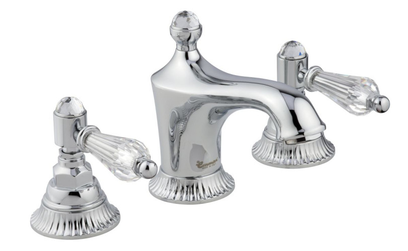 Emmevi The One Atena, смеситель для раковины на 3 отверстия. Прозрачные кристаллы Swarovski, цвет хром