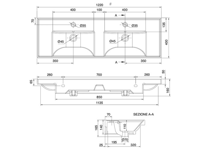 Раковина встраиваемая/подвесная Scarabeo ML 3003