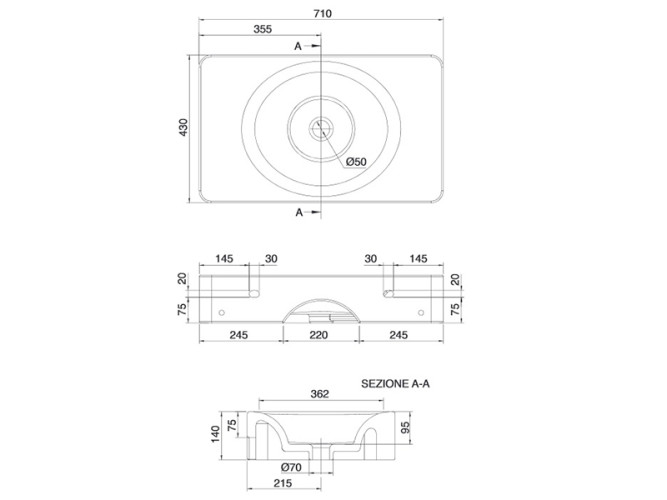 Раковина накладная/подвесная Scarabeo FUJI 6002