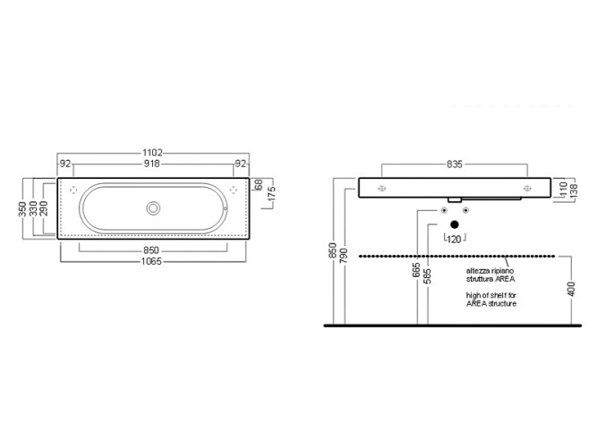 Раковина подвесная\встраиваемая HATRIA AREA Y0W501