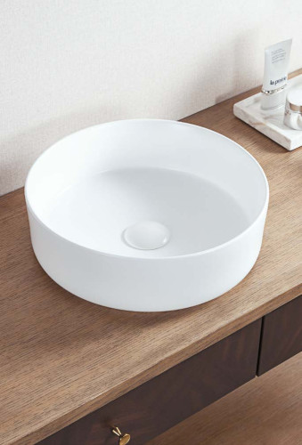 Раковина чаша круглая керамика матовая белая d36