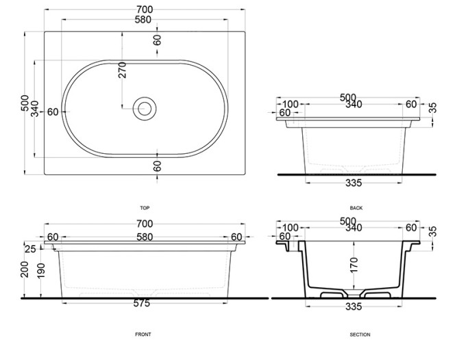 Раковина встраиваемая CIELO ELLE EKLAOSF LV