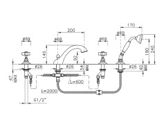 Смеситель на борт ванны NICOLAZZI D.ANGLAISES 1404CR18