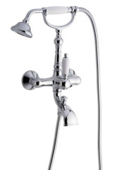 Emmevi Laguna, однорычажный смеситель для ванны (излив 15,7 см), с набором для душа, цвет белый-хром