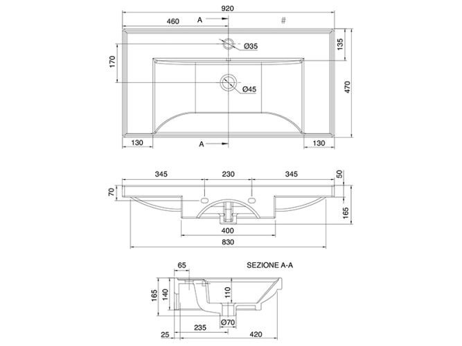 Раковина встраиваемая/подвесная Scarabeo ML 3005