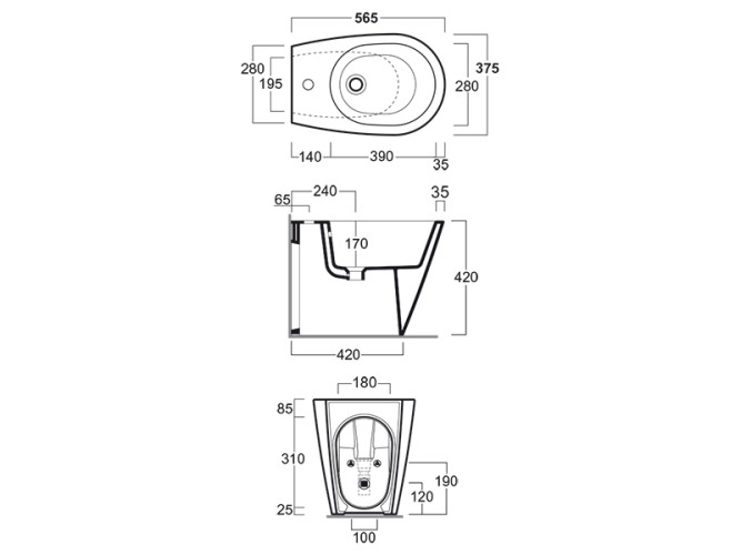 Биде напольное SIMAS GAMBASSI GA 04 bia