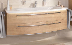 Puris B-Bright, тумба под раковину полукруглая 1200 мм, цвет белый высокоглянцевый