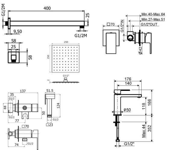 Комплект для душа Plumberia Selection TAG KITZTG01NO53