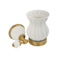 Стакан настенный, керамика белая, бронза Migliore Olivia